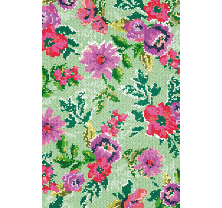 꽃이 있는 벽지 모자이크 플로랄 패턴 - TenStickers