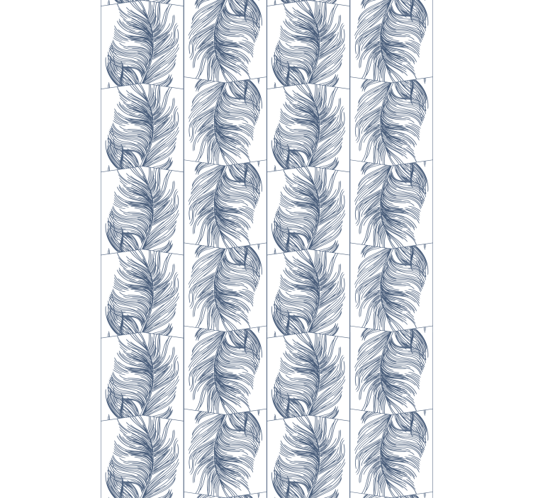벽지 현대 햄프턴 스타일 파랑 깃털 - TenStickers