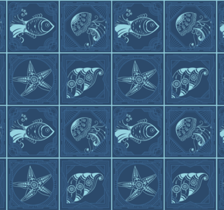 욕실 용 월페이퍼 해양 생물 디자인 - TenStickers