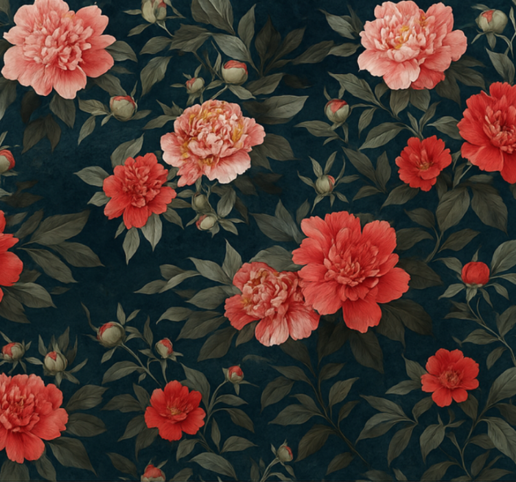 거실 배경 화면 빈티지 다크 보타니컬 - TenStickers