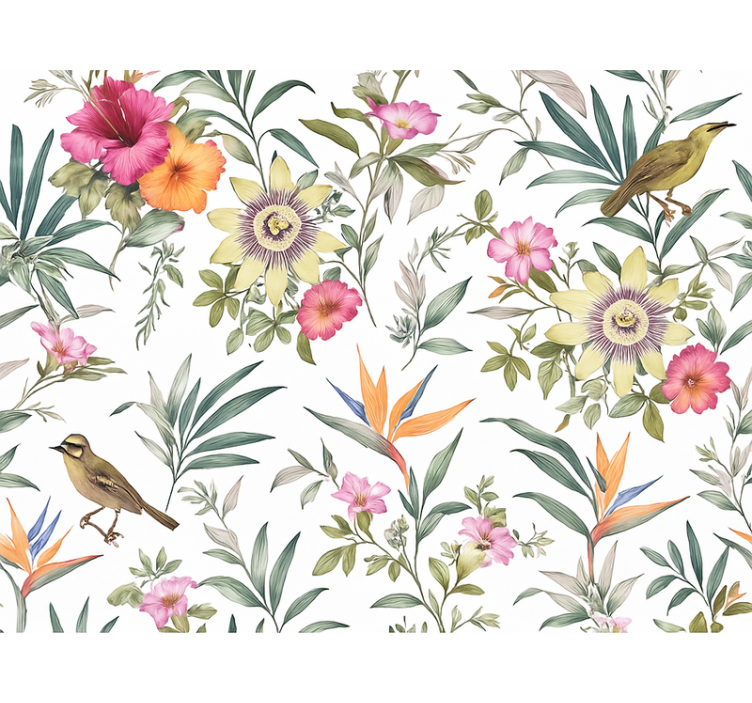 마스터 침실 벽지 블루 플로랄 디자인 - TenStickers