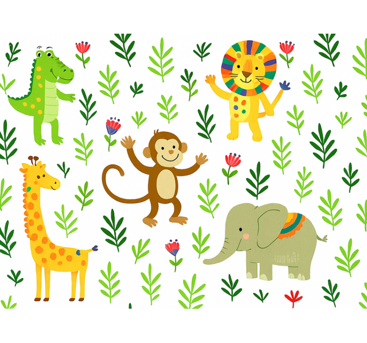 아이의 침실 벽지 귀여운 행복한 동물들 - TenStickers