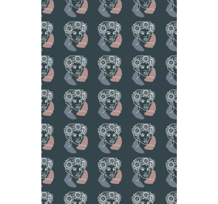 꽃이 있는 벽지 미니멀한 해바라기와 여성 - TenStickers