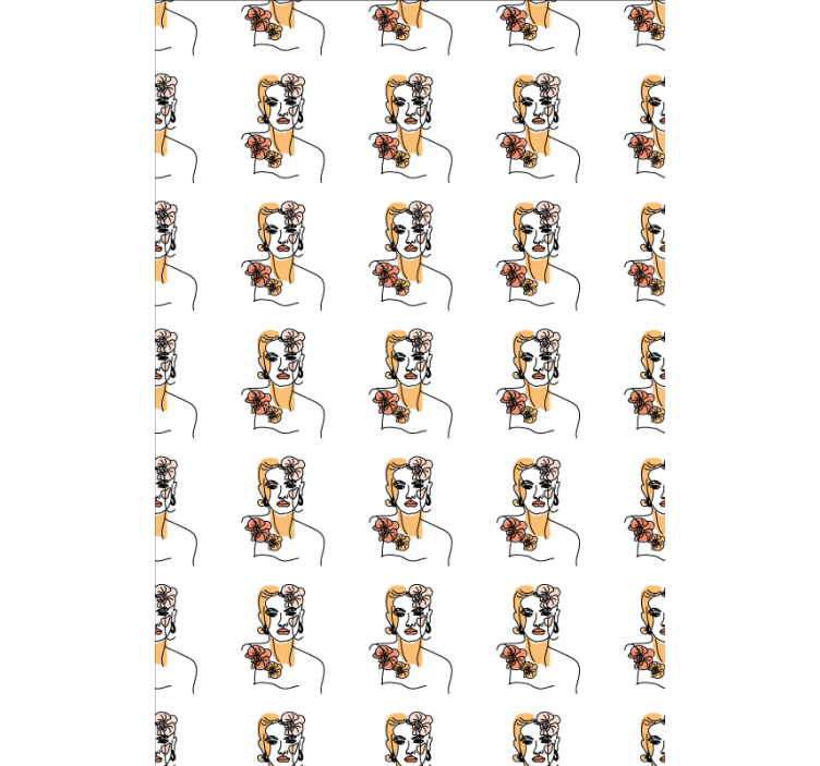 꽃 장식이 있는 벽지 미니멀리스트 얼굴과 난초 - TenStickers