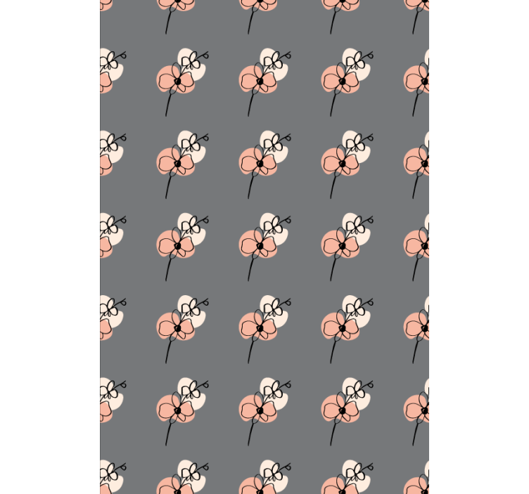 꽃 장식이 있는 벽지 - 난초 추상 선화 디자인 - TenStickers