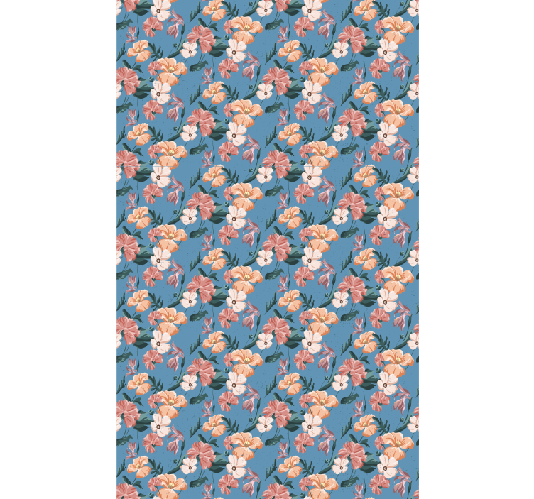 꽃 장식이 있는 벽지 '지에디 진스' - TenStickers