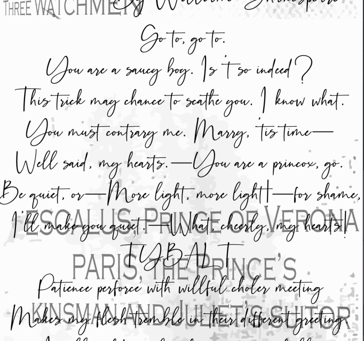 문자가 새겨진 벽지 필기 스크립트 침실 악센트 - TenStickers