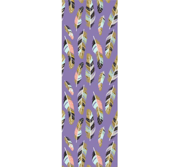 나뭇잎이 있는 벽지 깃털무늬 - TenStickers