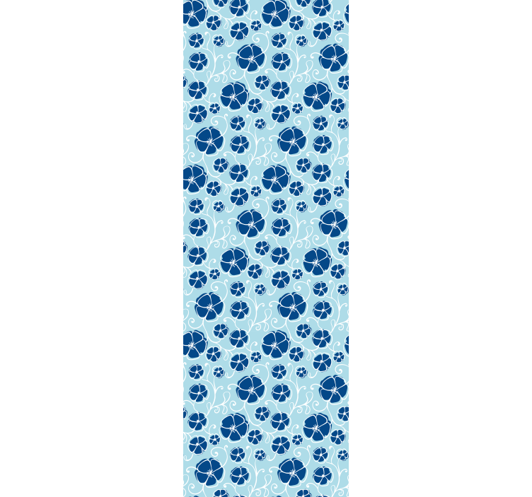 꽃 장식이 있는 벽지 파란색 꽃무늬 타일 - TenStickers