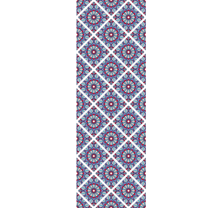 꽃 장식이 있는 벽지 기하학적인 꽃무늬의 우아함 - TenStickers