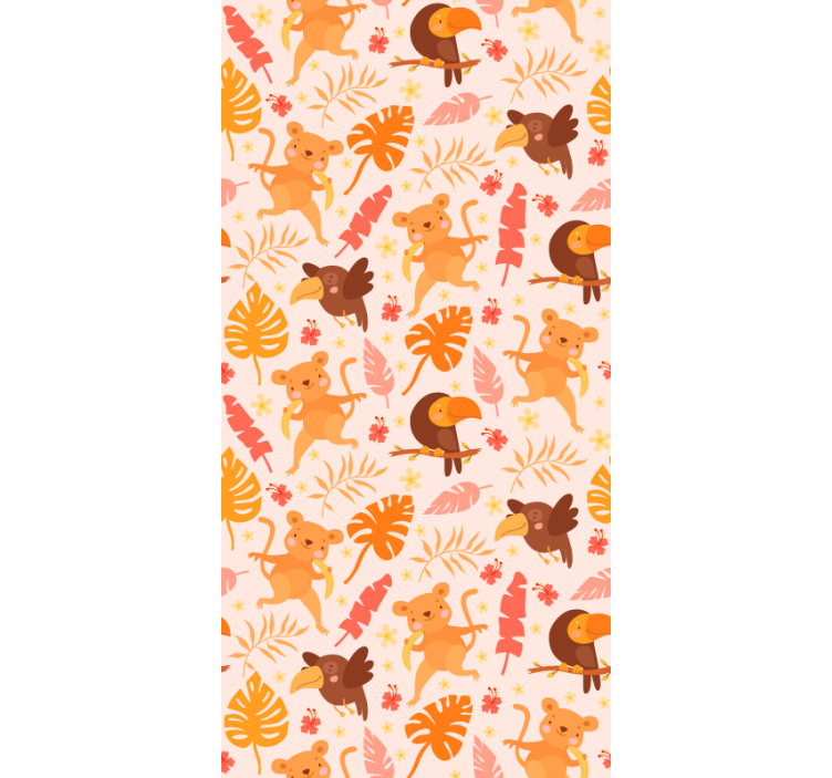 고양이가 있는 벽지 장난기 많은 정글 동물군 - TenStickers