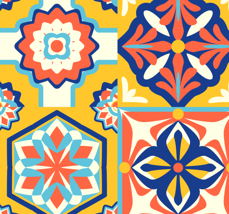 벽지 텍스처 타일 기하학적 타일 융합 - TenStickers