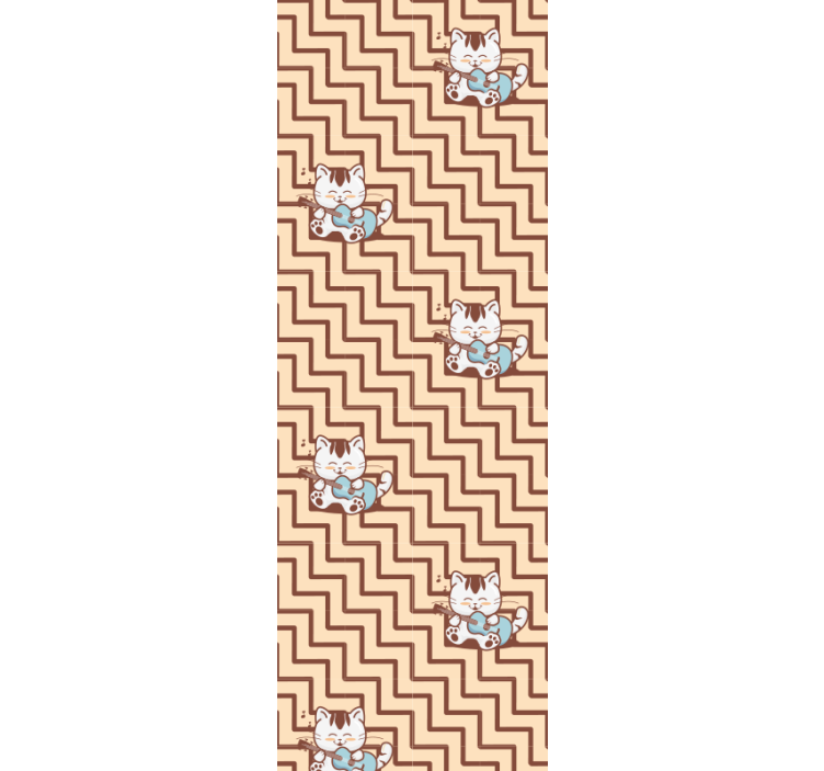 고양이가 있는 벽지 기하학적인 고양이 모티프 - TenStickers