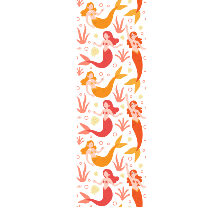 인어 패턴 추상 벽지 - TenStickers