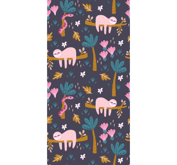 동물 벽지 핑크색 나무늘보 - TenStickers