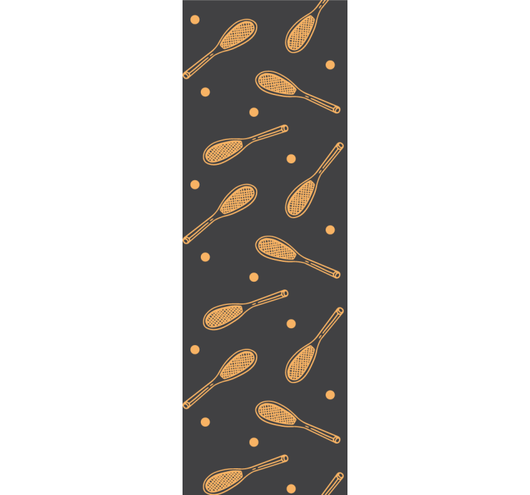 오렌지 라켓과 공 디자인 아이 벽지 - TenStickers