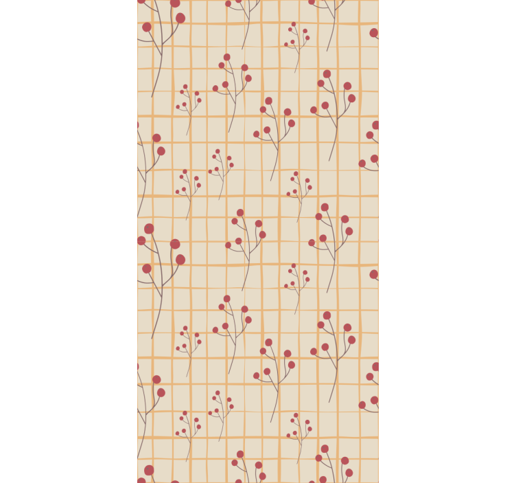 꽃이 있는 벽지 베리 가지 패턴 - TenStickers