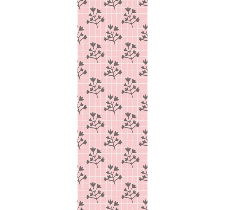 나뭇잎이 있는 벽지 식물 격자 패턴 - TenStickers