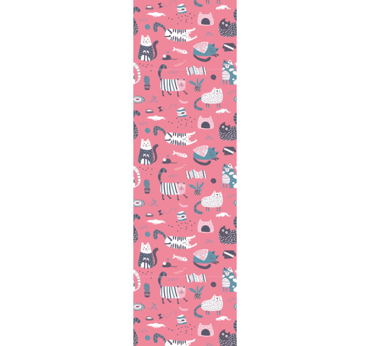 고양이가 있는 벽지 장난기 많은 고양이 그림 - TenStickers