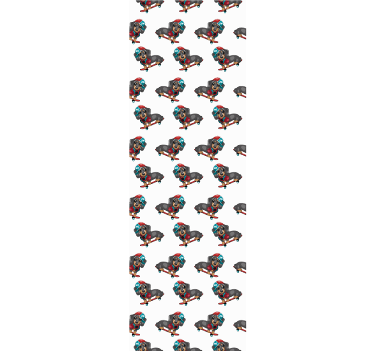 개가있는 벽지 송곳니 스케이트보드 - TenStickers