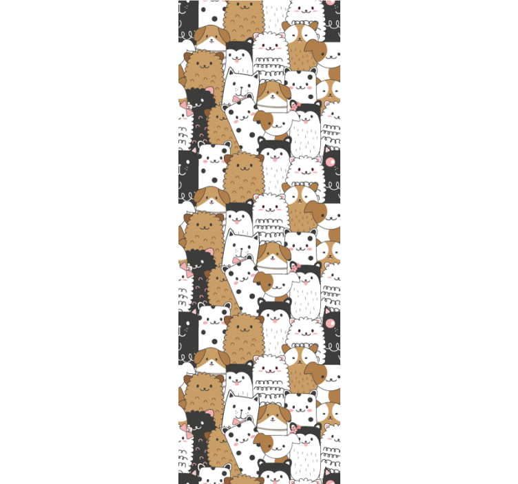 개가있는 벽지 장난꾸러기 고양이 모티프 - TenStickers