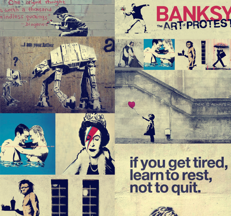 콜라주-bansky art 바탕 화면 - TenStickers