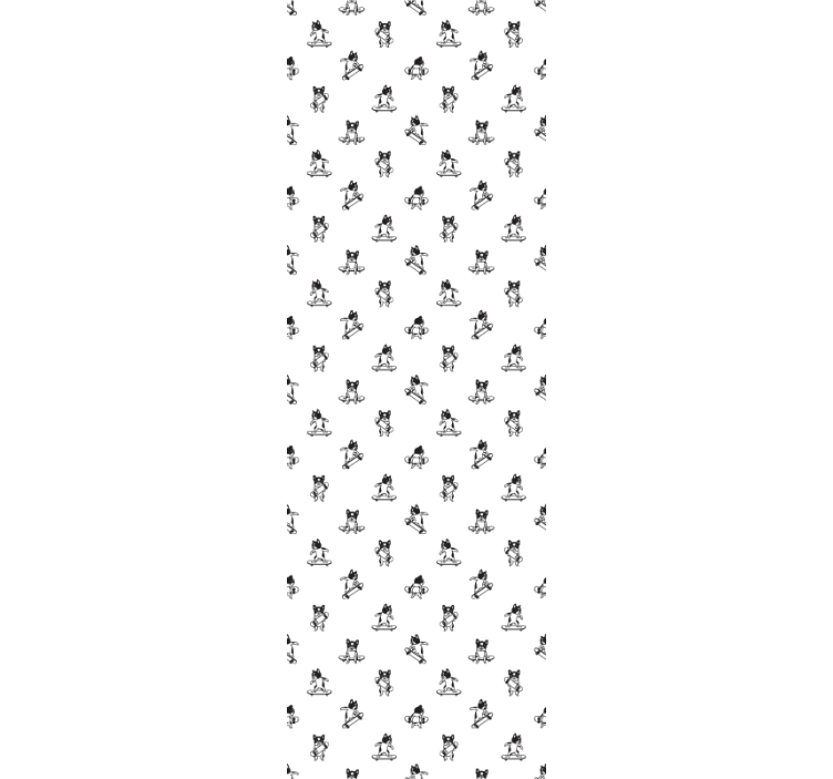 개가있는 벽지 스케이트보드를 탄 불독 - TenStickers