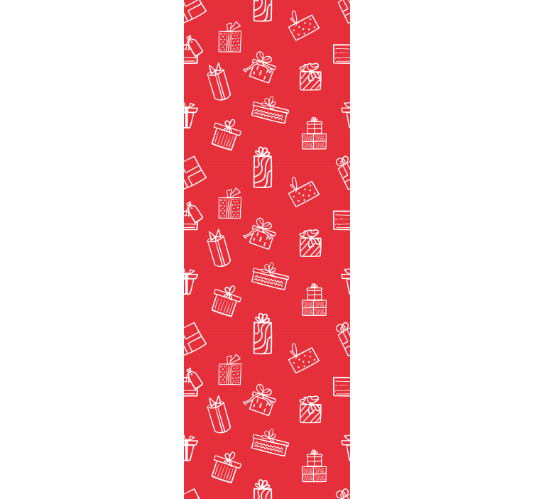 빨간색 배경 크리스마스 벽지에 흰색 선물 - TenStickers