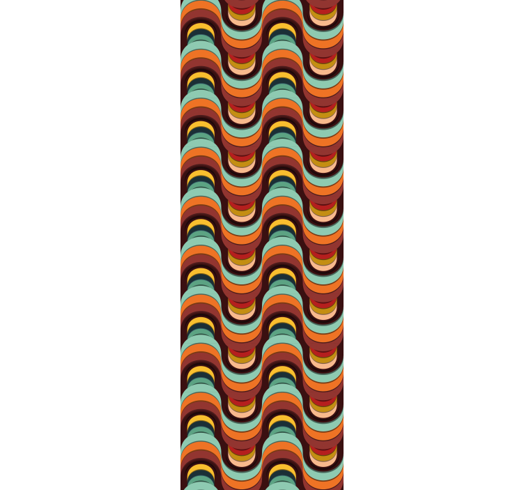 기하학적 벽지 복고풍 물결 패턴 - TenStickers