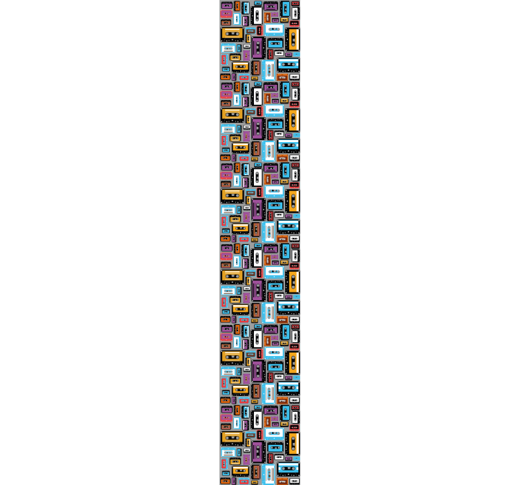 80년대 카세트 테이프 패턴 빈티지 벽지 - TenStickers