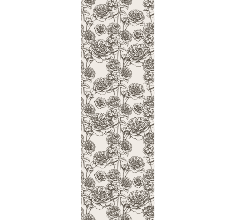 꽃이 있는 벽지 장미 스케치 - TenStickers