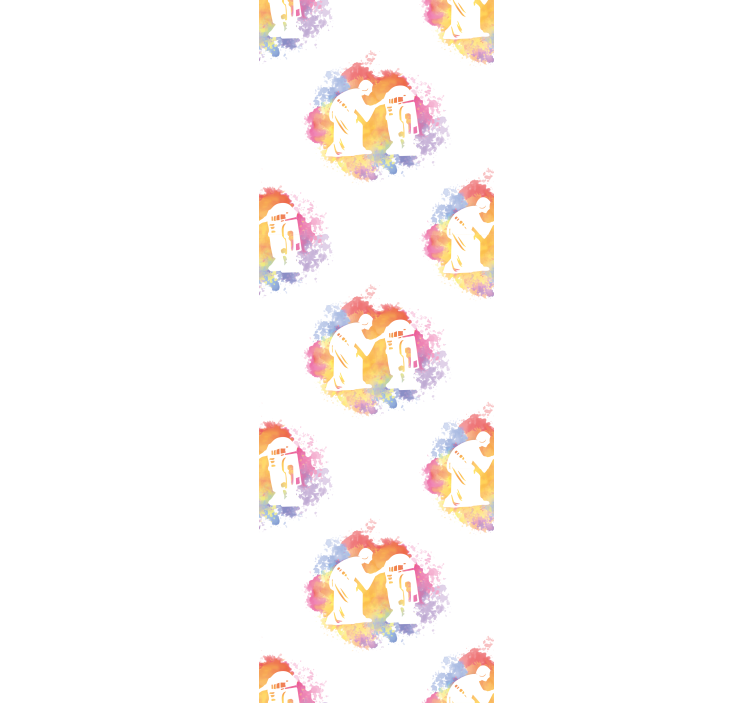 예술적 벽지 추상 커플 실루엣 - TenStickers