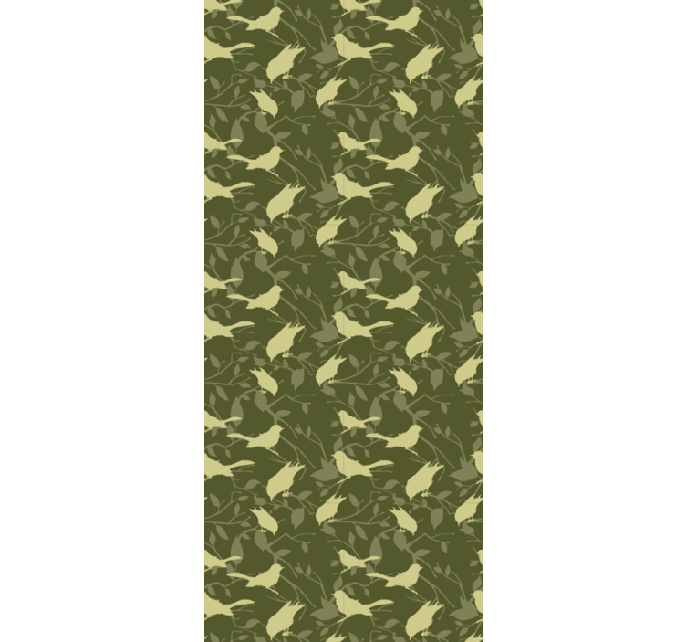 새가 있는 벽지 간단한 녹색 패턴 - TenStickers