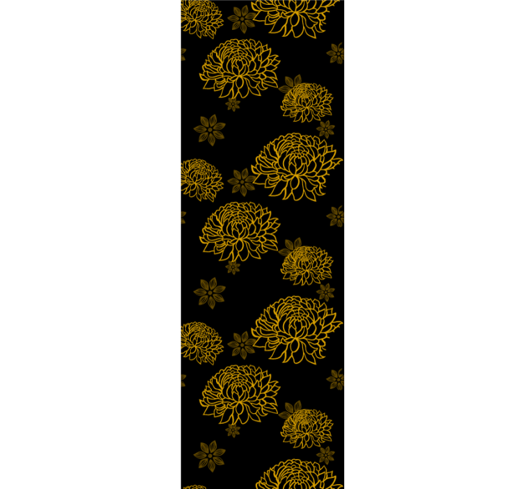 꽃 장식이 있는 벽지 황금 꽃무늬 - TenStickers