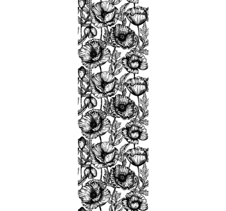 꽃이 있는 벽지 검은 꽃무늬 - TenStickers