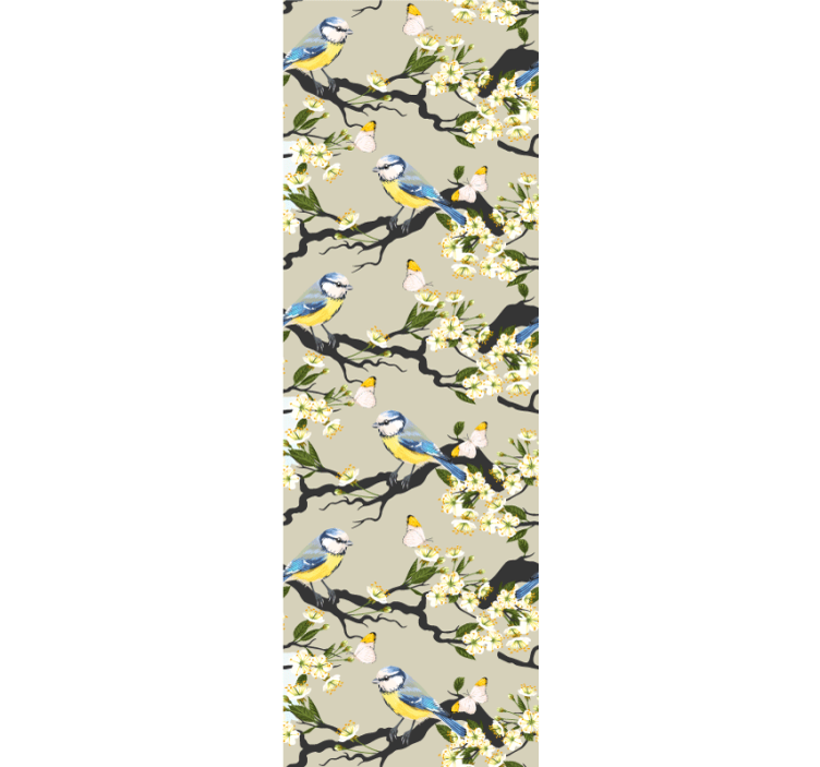 새가 있는 벽지 파랑새 가지 - TenStickers