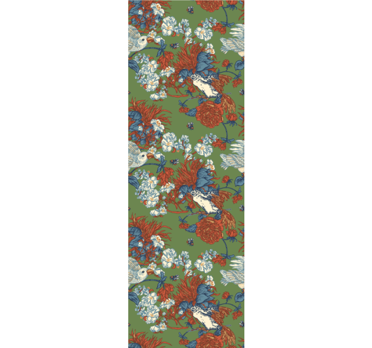 꽃이 있는 벽지 꽃 사이의 새들 - TenStickers