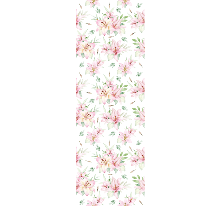 꽃이 있는 벽지 핑크와 화이트 패턴 - TenStickers
