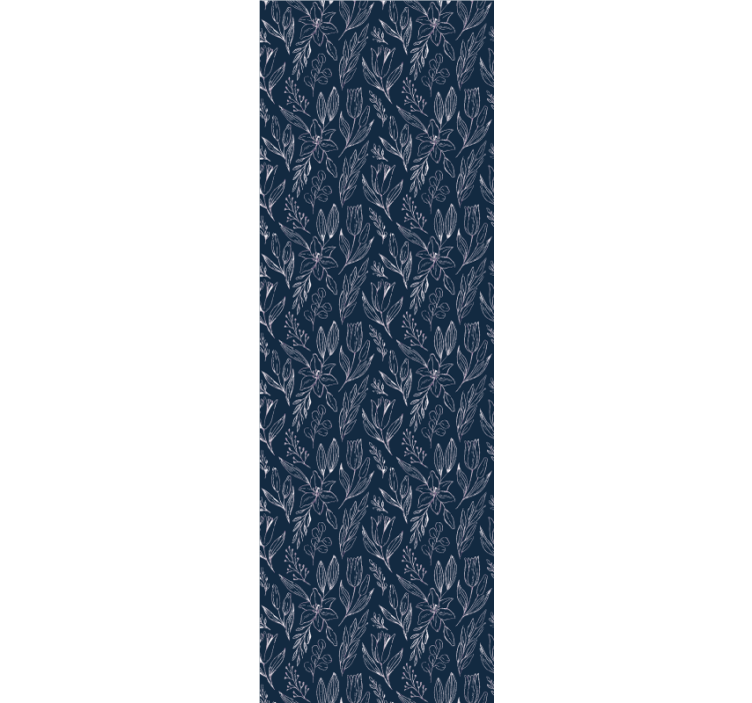 꽃이 있는 벽지 파란 꽃이 만개한 모티프 - TenStickers