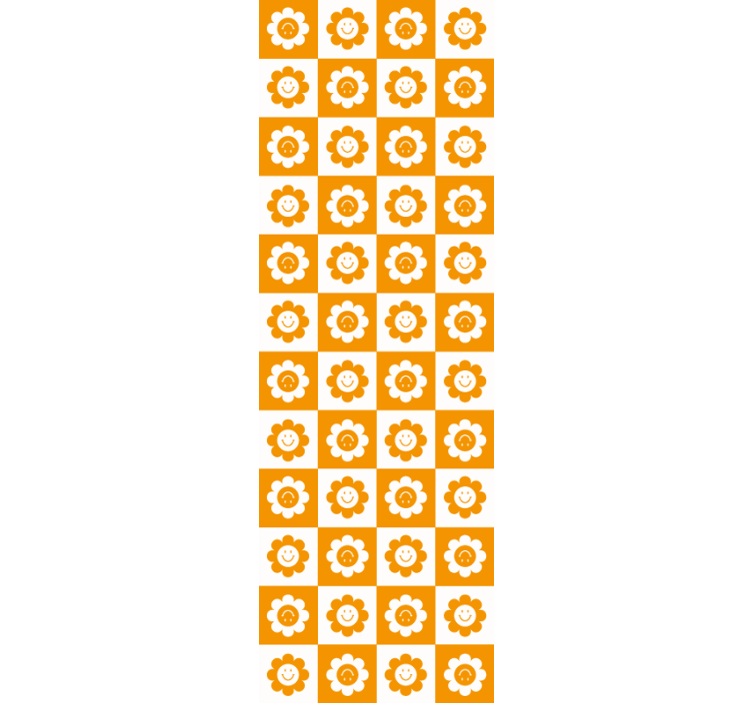 꽃 장식이 있는 벽지 웃는 꽃 패턴 - TenStickers