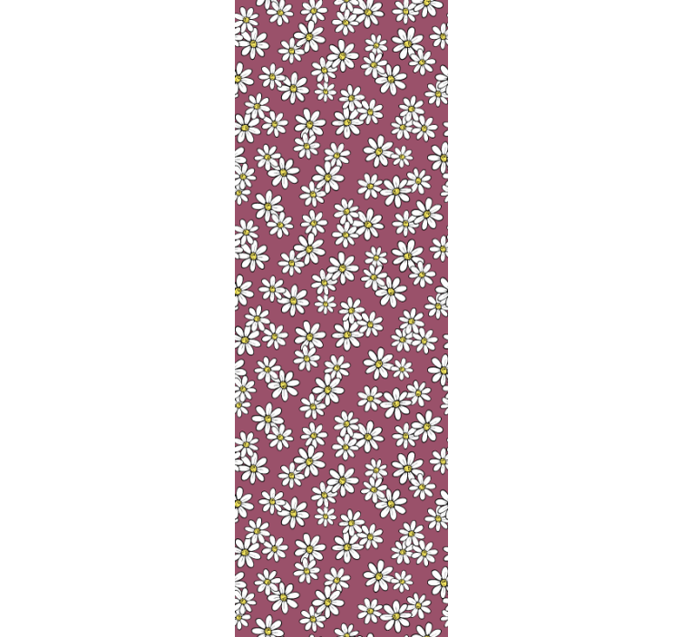 꽃이 있는 벽지 빨간 패턴의 데이지 - TenStickers