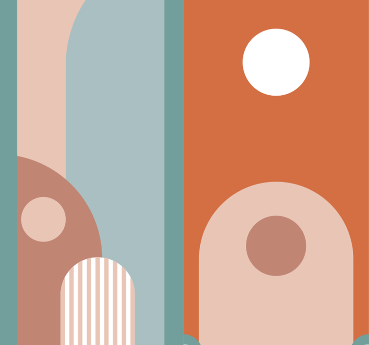 거실 배경 화면 곡선 기하학적 형태 - TenStickers