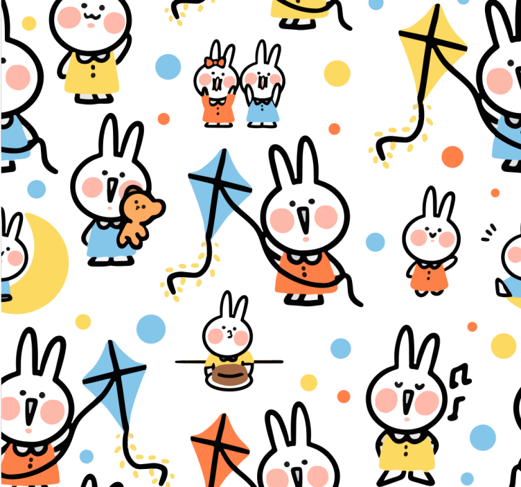 동물 벽지 연을 든 토끼 - TenStickers