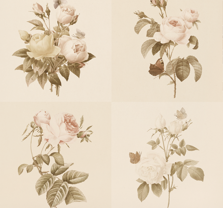 입구 벽지 꽃무늬 타일 디자인 - TenStickers