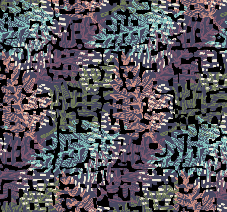 나뭇잎이 있는 벽지 디지털 단풍 패턴 - TenStickers