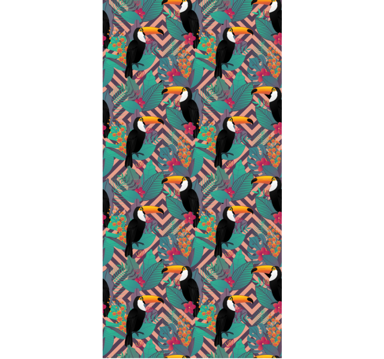 동물 벽지 투칸과 나뭇잎 사이 - TenStickers