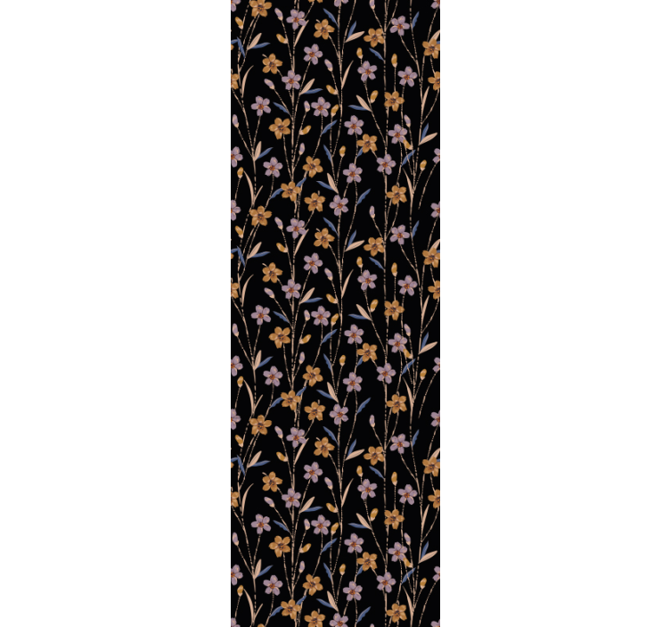 꽃 장식이 있는 벽지 꽃줄기 패턴 - TenStickers