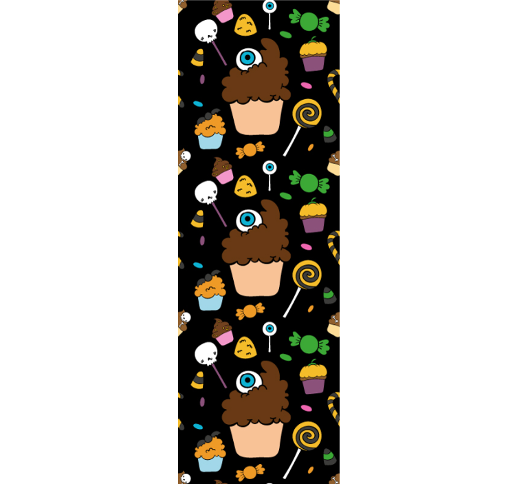 장식 할로윈 컵 케이크 블랙 벽지 - TenStickers