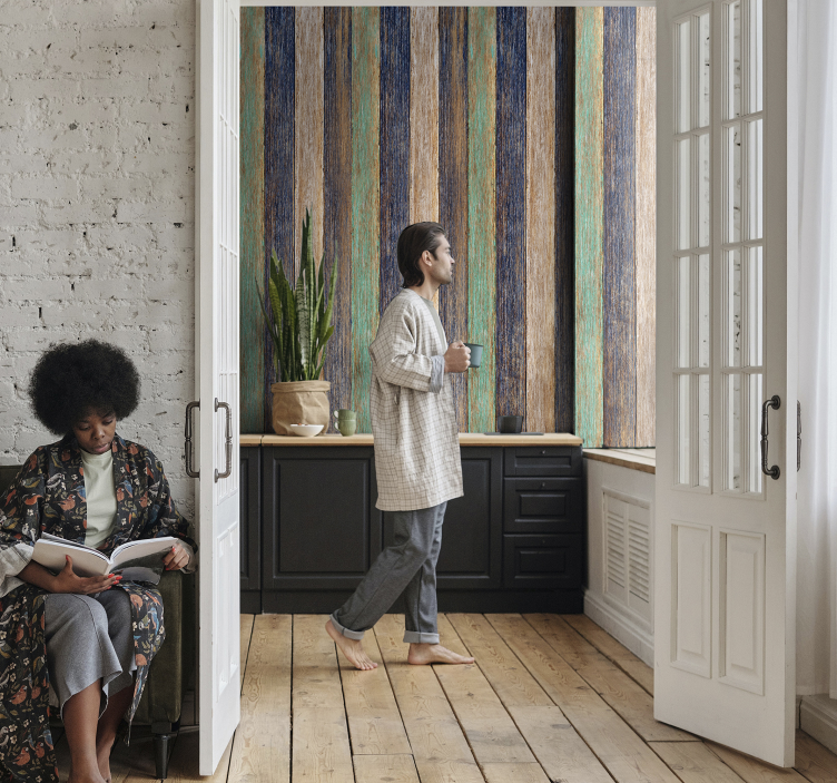 벽지 트리 다채로운 빈티지 디자인 - TenStickers