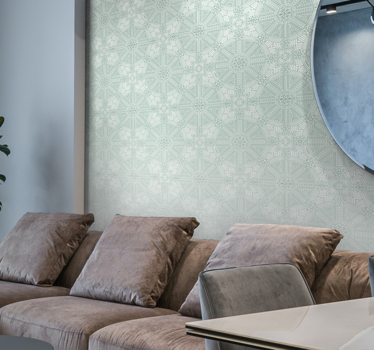 마스터 침실 벽지 그린 보헤미안 아즈텍 패턴 - TenStickers